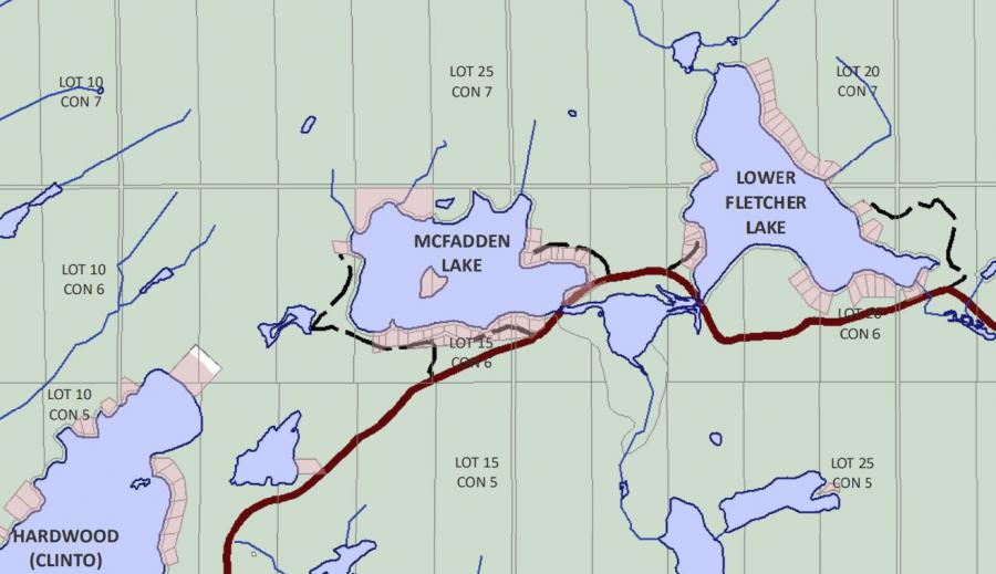 Zoning Map of McFadden Lake in Municipality of Algonquin Highlands and the District of Haliburton